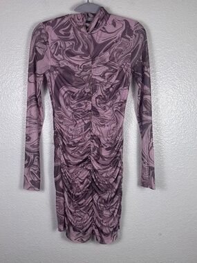 Elodie Long Sleeve Ruched Marbled Bodycon Dress. Sz S.